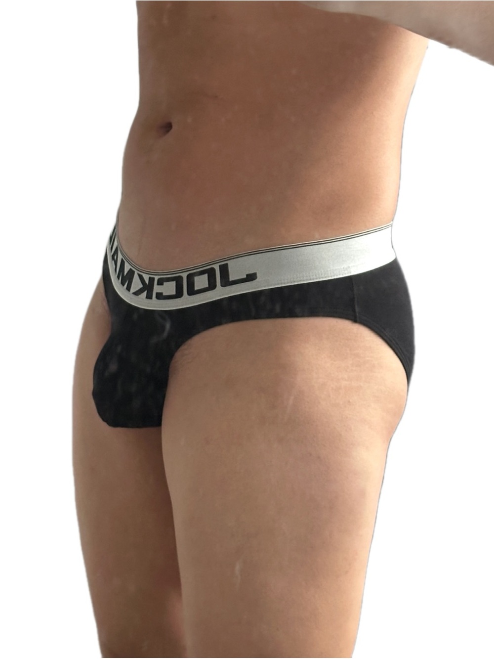 Men's Black Briefs with Silver Waistband with pouch